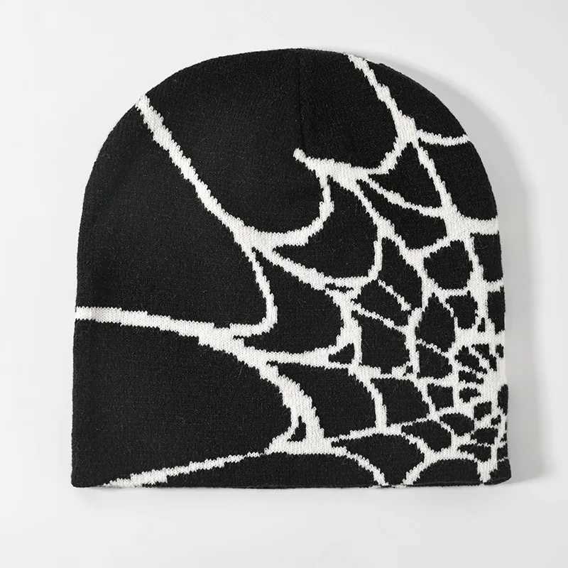 Gorro/bonés de caveira moda tricô aranha web design chapéu para homens mulheres pulôver boné de pilha y2k goth quente gorro chapéus novo hip-hop boné de rua yq240207