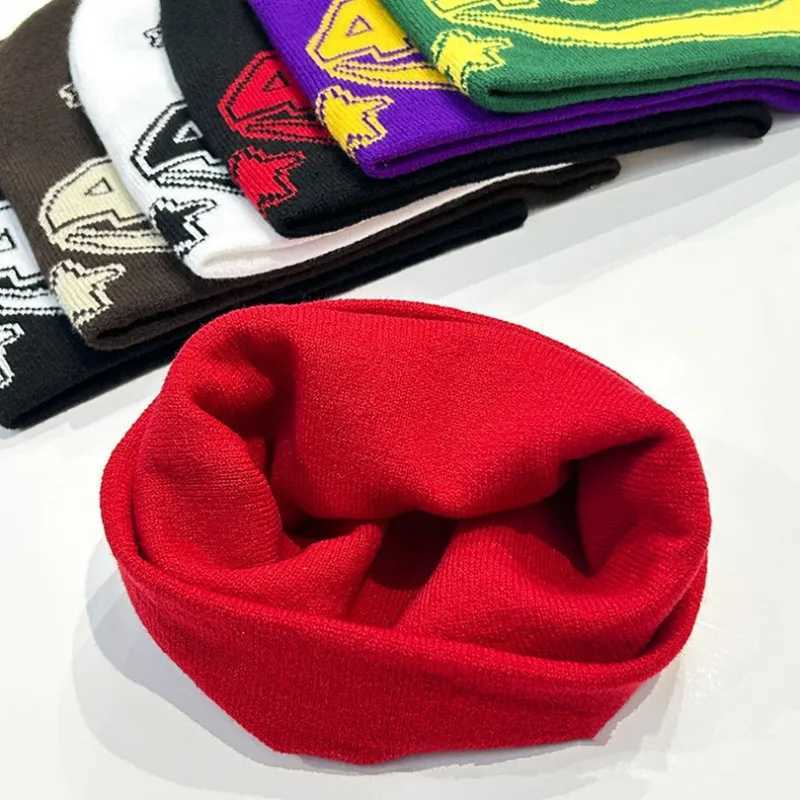 Beanie/Totenkopfkappen Männer Frauen Strickmütze 4TUNE Buchstabenmuster Stickerei Ski Warme Mütze Outdoor Freizeit Kältebeständige Wollmütze Hip-Hop Skullies Caps YQ240207