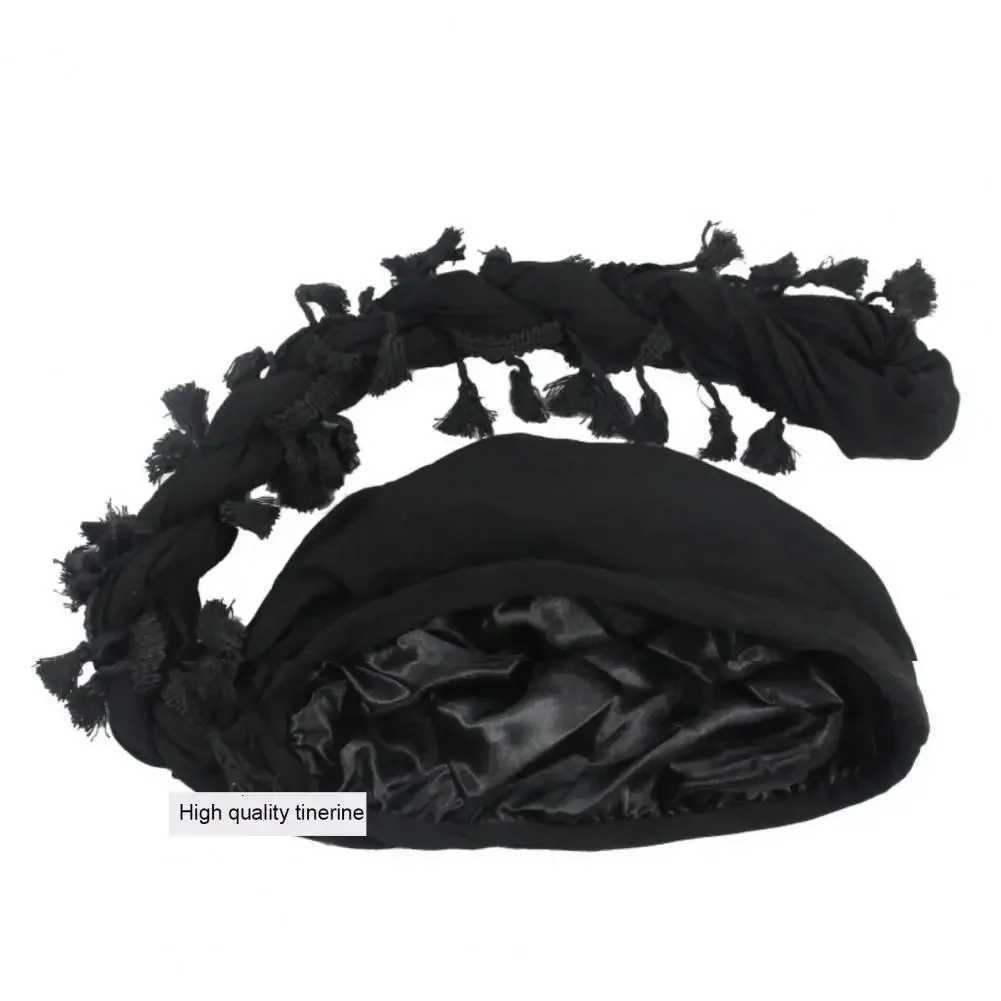 Beanie/Kafatası Kapakları 2024 Erkekler Şapka Punk Burr Trim Tail Tail Fringe Pamuk Bandana Şapka Hop Türban Şapkalar Kafa Şapkası Beanie Kapak Diyen Renk Docker Hat YQ240207