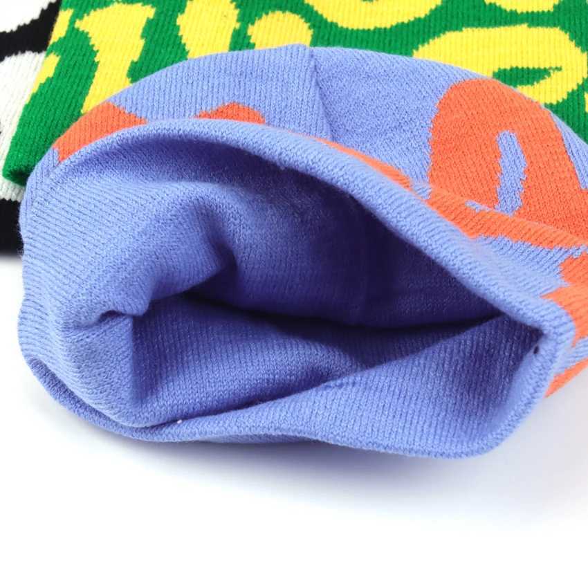 Gorro/crânio tampas letra moda versátil chapéu de malha quente de chapéu frio novo beanies de tricô Hat homem mulher casal hip hop rap yq240207