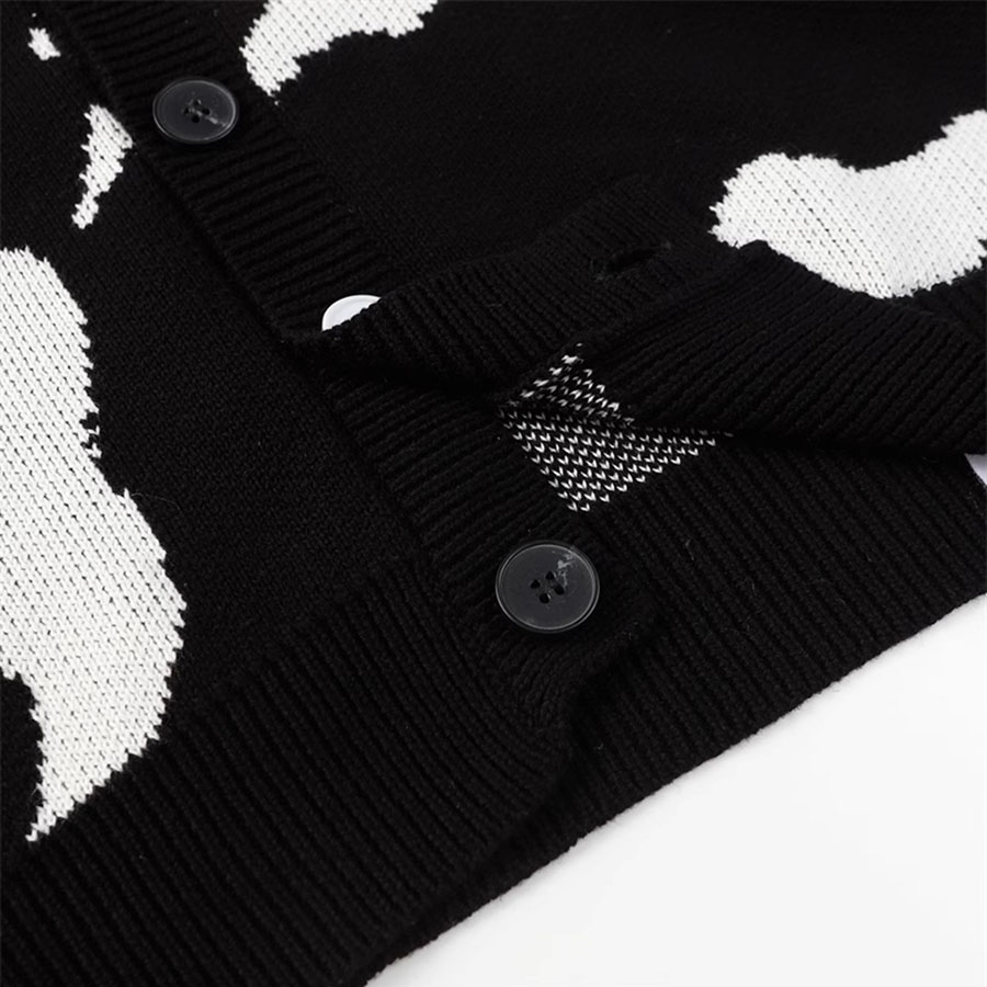 豪華なメンズデザイナーセーター新しいクラシック黒と白のコントラストジャッククアードセーターカーディガンコート男子と女性のハイストリートサイズS-L