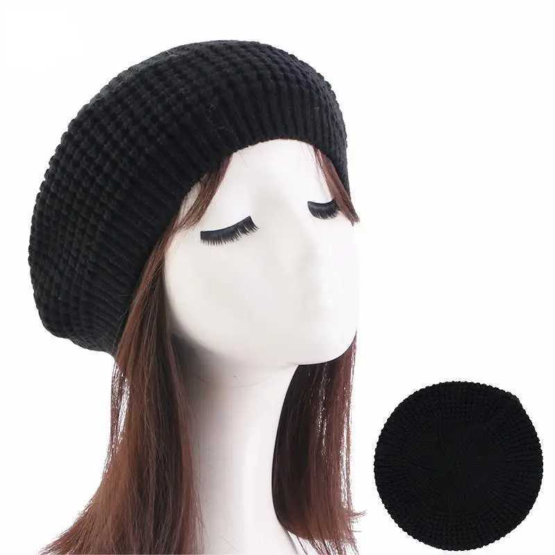 Beanie/Skull Caps Autumn and winter knitted warm womens beret Skullies Beanies for girl YQ240207