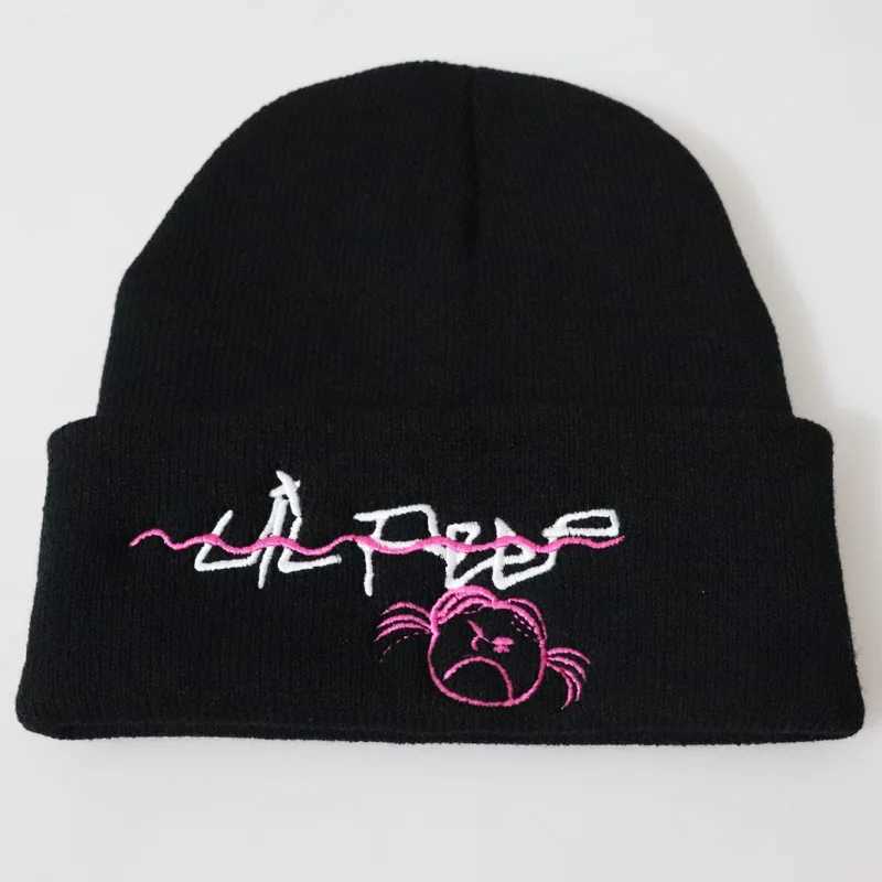 Bonnet/Crâne Casquettes Lil Peep Broderie Tricoté Chapeau Couleur Unie Unisexe Lettre Bonnet Chapeau Hommes Femmes Hivers Casquette Skullies YQ240207