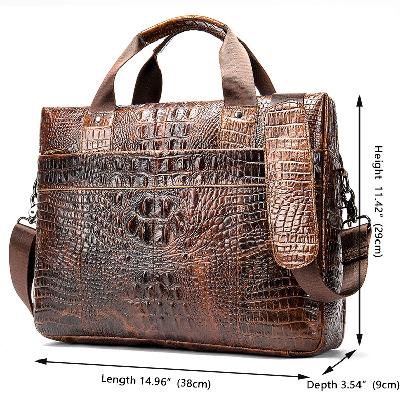 Дизайнерская сумка мужчина компьютерный портфель крокодиловый рисунок бизнес -мужчина сумка для джентльмена повседневная мужская мода подлинная кожаная портативная рука