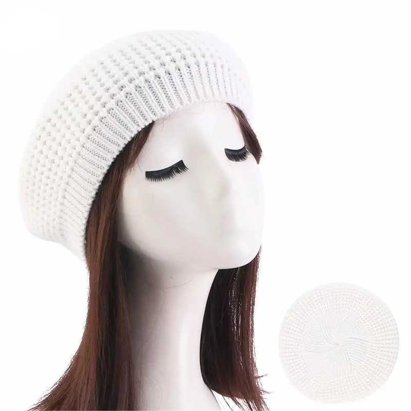 Beanie/Skull Caps Autumn and winter knitted warm womens beret Skullies Beanies for girl YQ240207