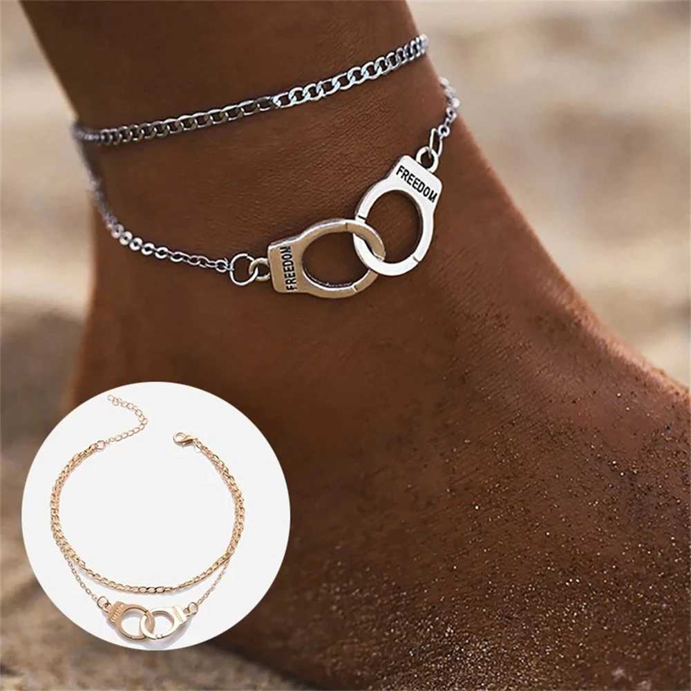 Anklets 2023 New Fashion Boho Style Star Anklet Multilayer Foot Chain Fashion Handbojor Ankelarmband för kvinnor Beach Accessorie YQ240208