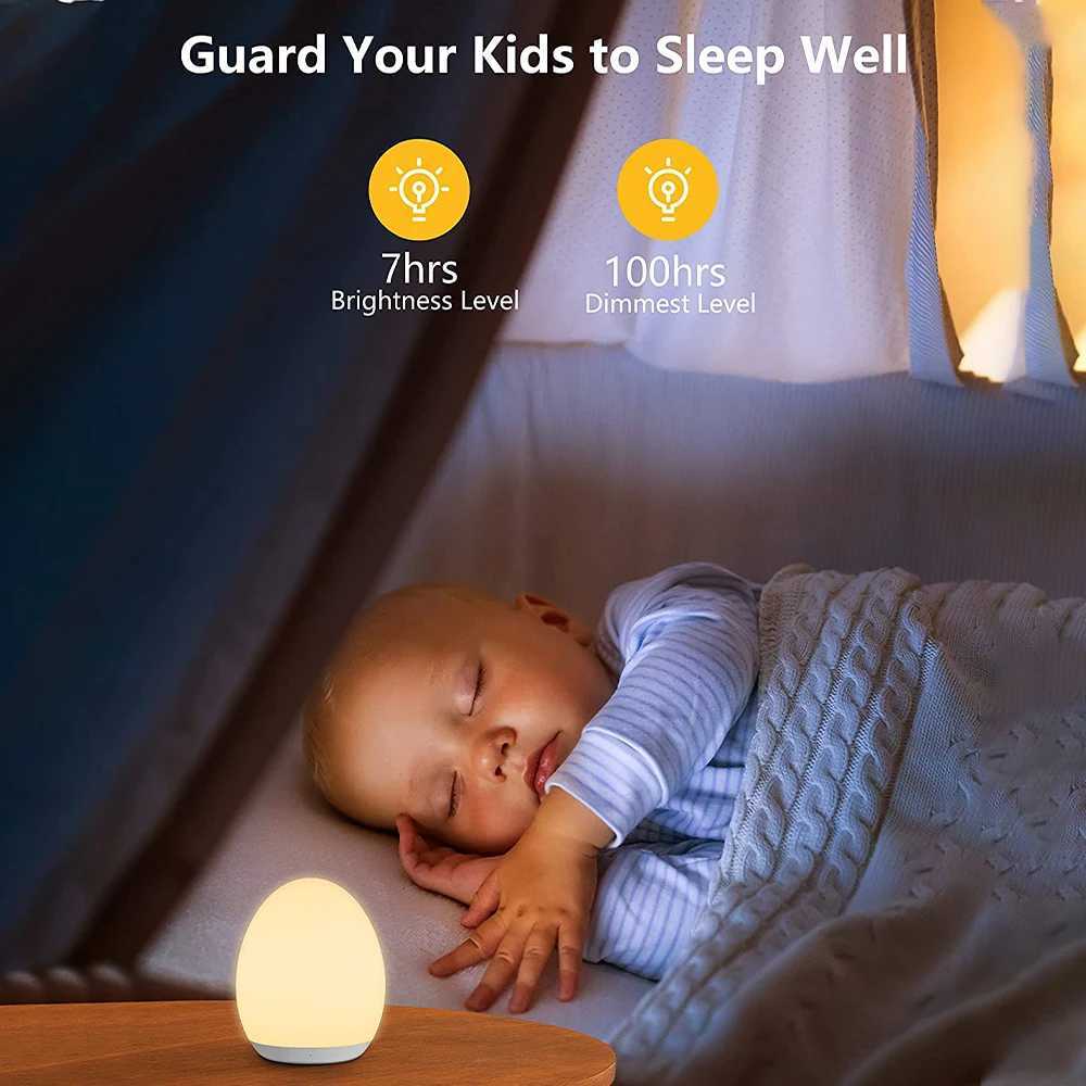 Veilleuses LED veilleuses USB forme d'oeuf RGB Pat lumière bébé alimentation dormir Protection des yeux lampe extérieure barre lampe YQ240207