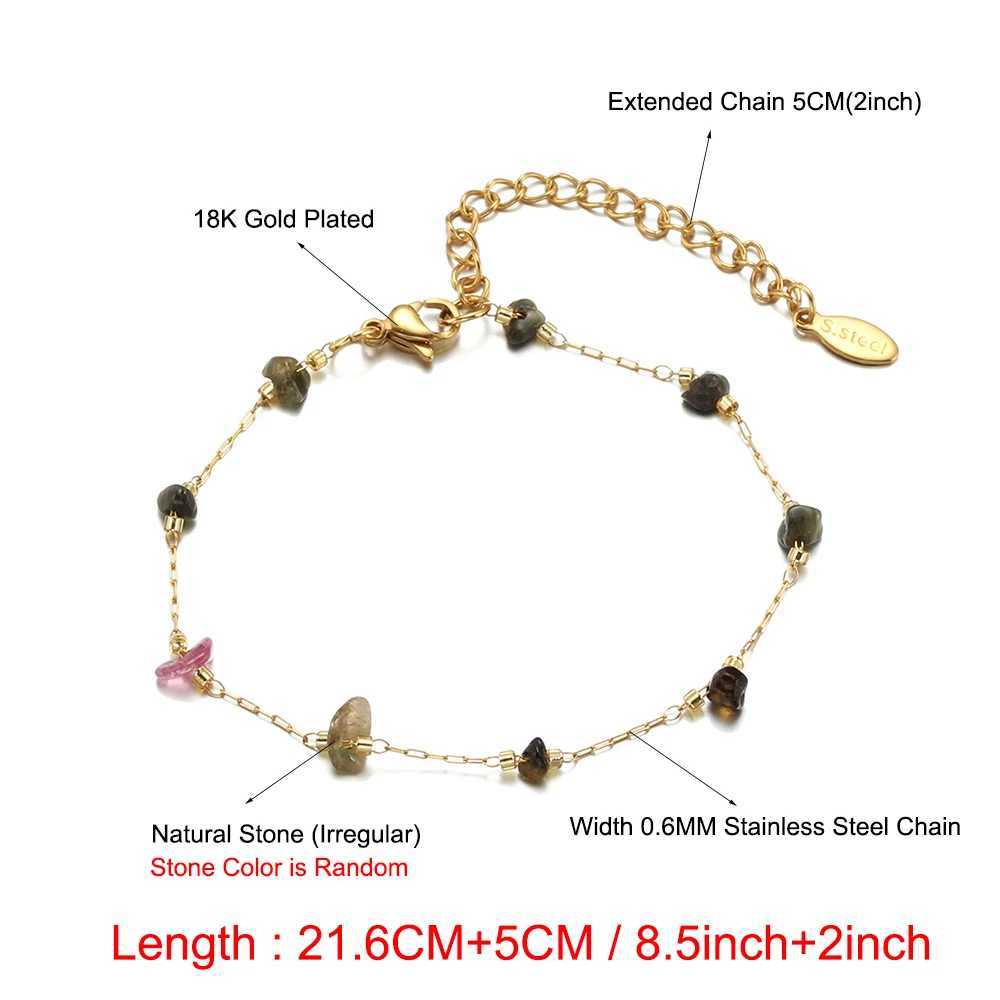 Fußkettchen Naturstein Kristall Perlen Fußkettchen Für Frauen Edelstahl Knöchel Armband Bein Kette Damen Vergoldet Strand Fuß Schmuck YQ240208