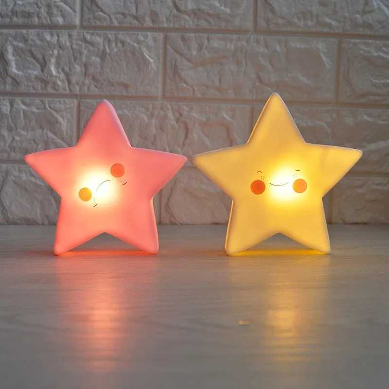 Veilleuses Dessin animé Noël veilleuse LED décoration lune étoile fille enfants enfants jouet lampe pour chambre de chevet avec batterie YQ240207