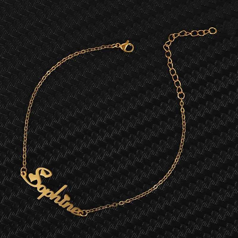 Ankletter rostfritt stål anpassat namn anklet fotkedja personaliserar guld ankletter för kvinnor bohemiska strand smycken mode brudtären gåva yq240208