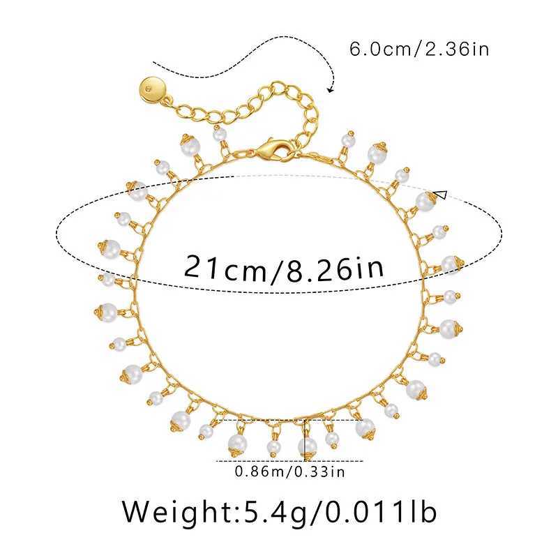 Fußkettchen, exotischer Charme, ABS-Perlen-Anhänger, Damen-Fußkettchen, 18 Karat vergoldet, echtes Gold, verstellbare Größe, Fußkettchen, Modeschmuck, Accessoires, YQ240208