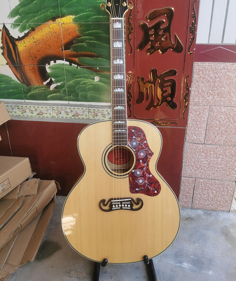 Acoustic guitar, J200, SJ200 acoustic guitar, EQ, body front face Maple veneer, original wood color, in stock