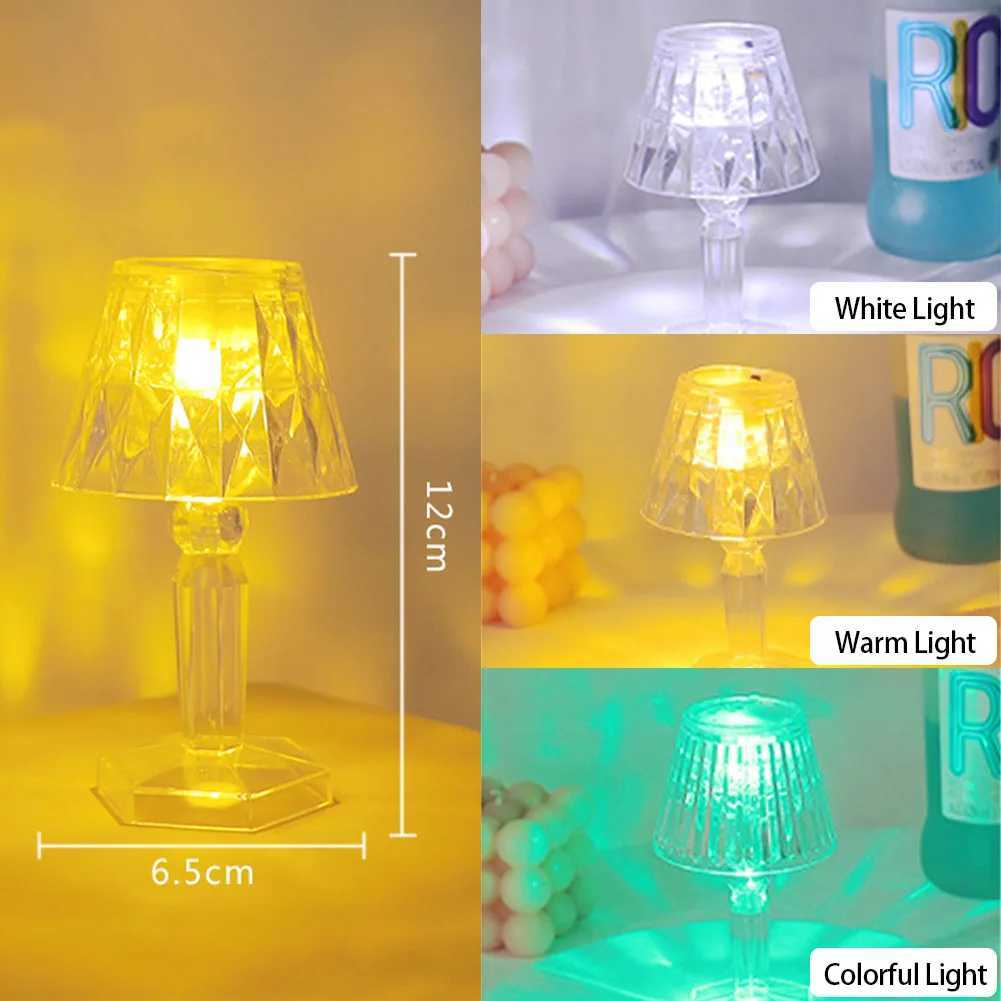 Night Lights Other Home Garden LED Crystal Desk Lamp Projetor Acrylic Diamond Lamp LED Night Lights Bedside Lighting Light For Decorations YQ240207