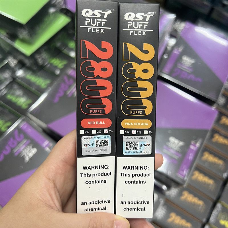 Original Puff Flex 2800 sbuffi QST 2800 usa e getta 24 gusti e-sigarette kit dispositivo disattivabile vape Batteria 850mah Codice di sicurezza vaporizzatore preriempito 8ml vaper