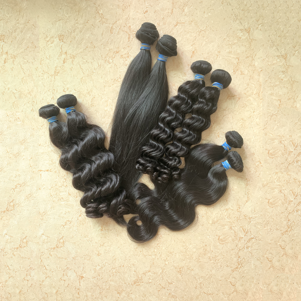 Raw hair bundles weft human hair 12-30 inch body wave straight deep wave loose curly hair extensions