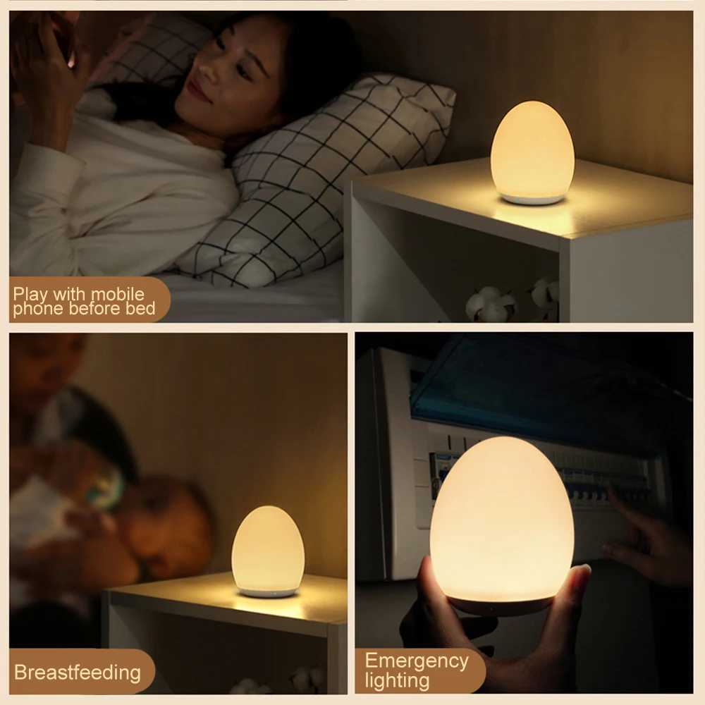 Veilleuses LED veilleuses USB forme d'oeuf RGB Pat lumière bébé alimentation dormir Protection des yeux lampe extérieure barre lampe YQ240207