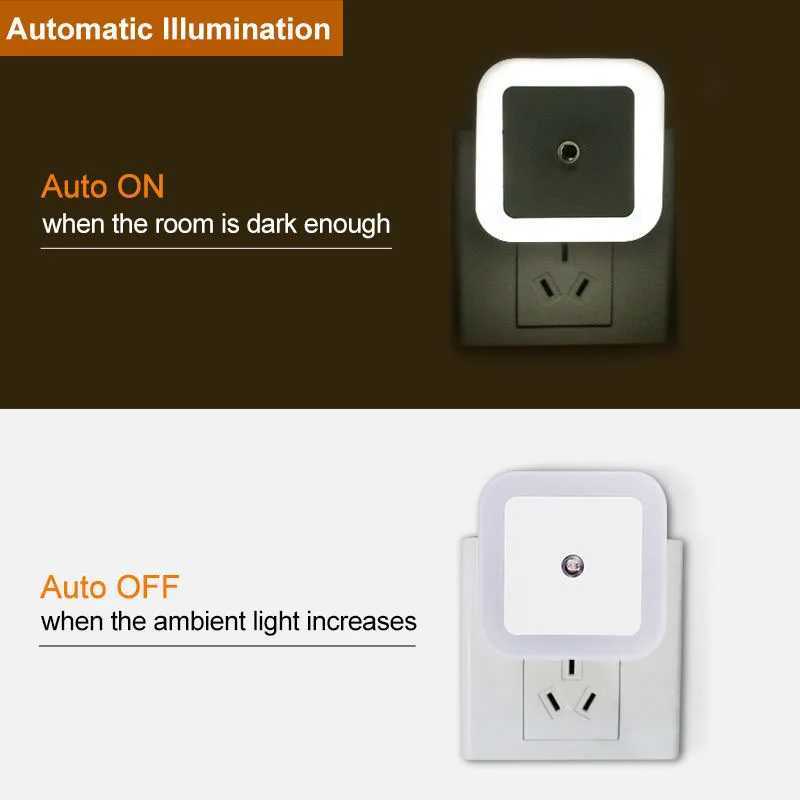 Luci notturne Mini plug-in LED Luce notturna Sensore automatico Lampada da comodino la camera dei bambini Corridoio Corridoio Scale Spina europea YQ240207