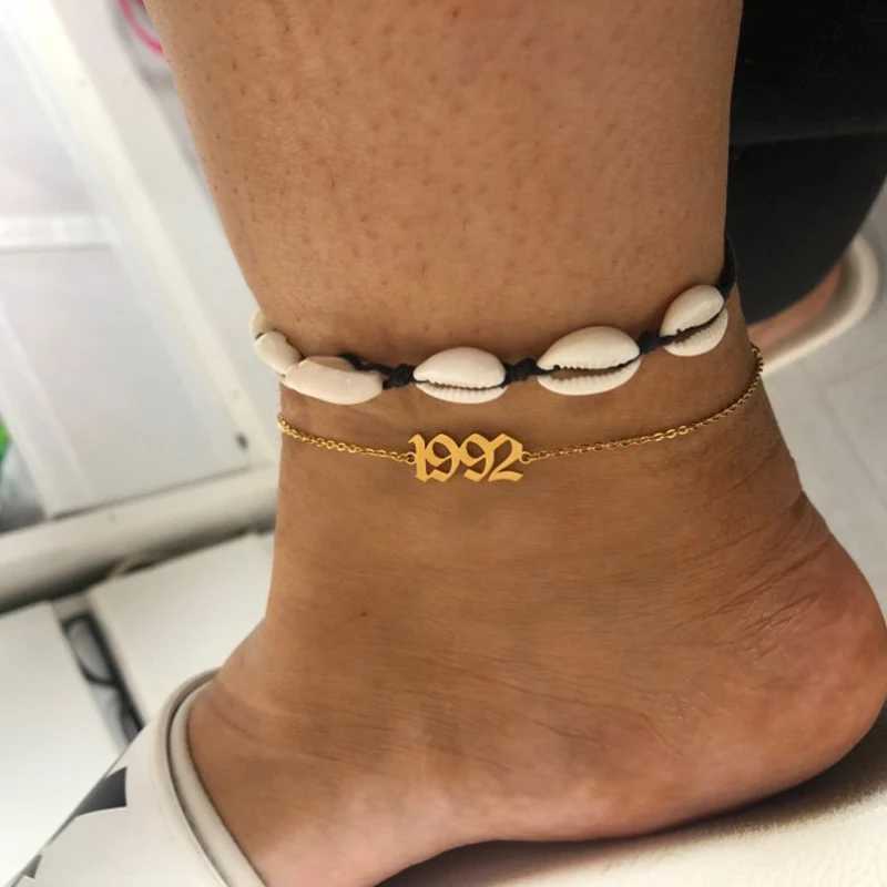 Anklets Diamon Nowa spersonalizowana nazwa niestandardowa kostka dla kobiet złota kolor stal nierdzewnej Uroki grawerowane pismo ręczne prezent na kostkę YQ240208