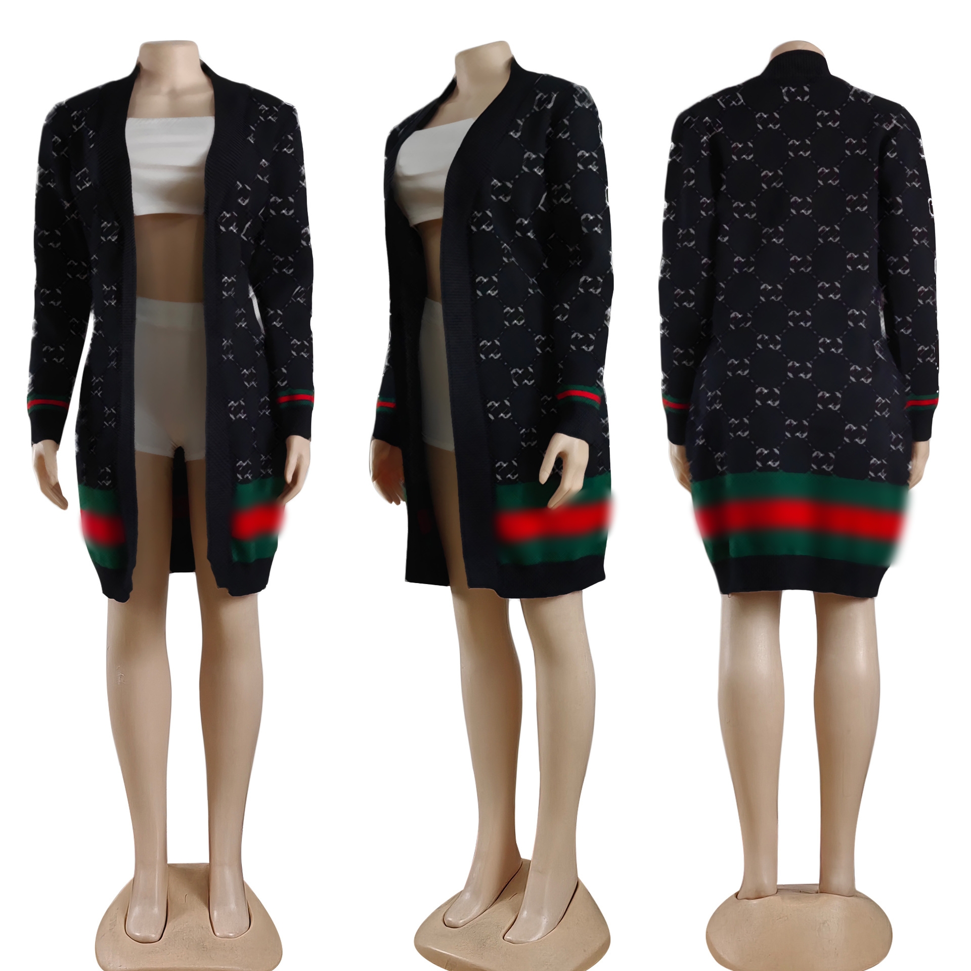 2024 Woolen Sweaters Women Designer Long Sweater Cardigan Coats Crochet Outerwear Free Ship