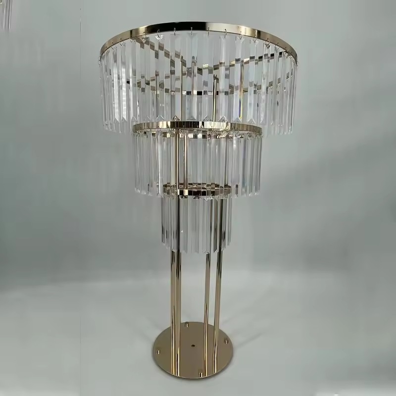 Candelabra Centerpieces Crystal Candelier Gold Candelabra Wedding 3 Layer ou 5 camas de cristal de camadas 459