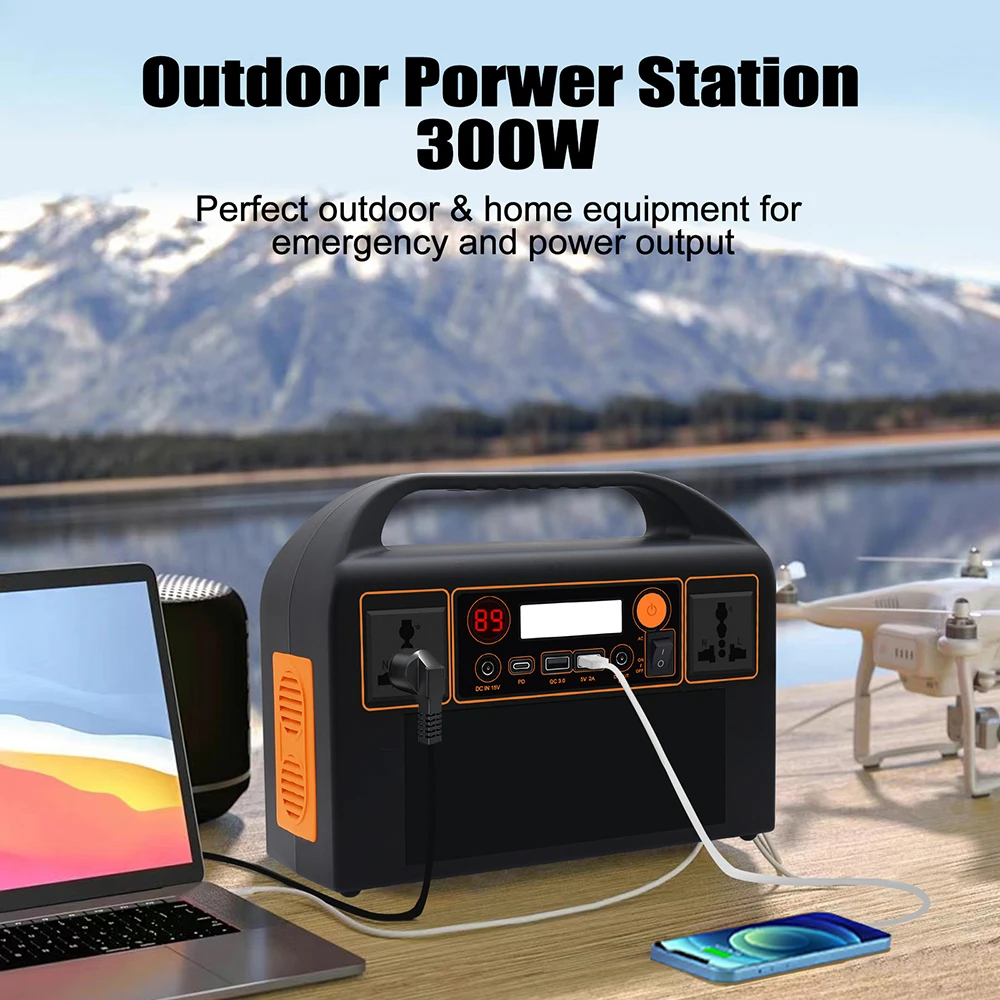 220V 300W Emergency Generator 90000mAh Portable Power Station Car Jump Starter Solar Power Bank Outdoor Power Supply Inverter