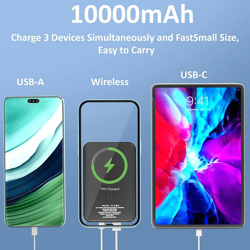 22.5W Wireless Powerbank 10000mAh Magnetic Power Bank Charge super rapide pour iPhone Samsung Huawei Portable Magsafe Charger