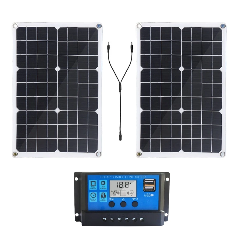 Banco de potência portátil 400w8000w, kit de painel 12v controlador placa solar para casa/acampamento/rv/carro carregador de bateria rápido