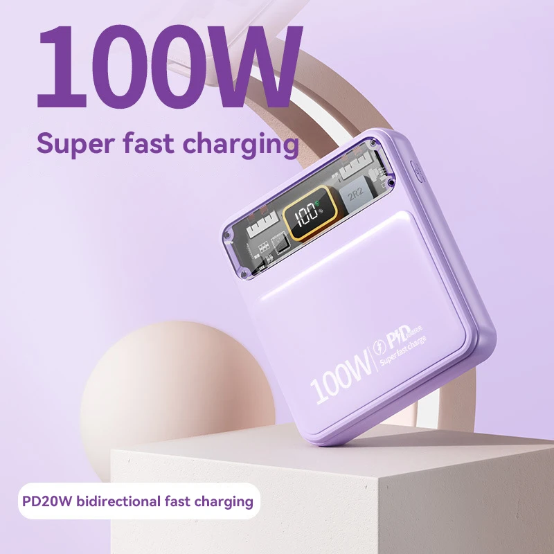 Miniso 100W Power Bank 30000mAh Fast Charging PD 20W Portable Power Bank med inbyggd kabel flerfärgad matchande gratis frakt