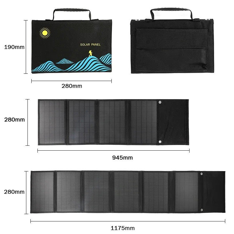 Składanie 300 W torba na panelu USB+DC ładowarka wyjściowa Składane urządzenie do ładowania słonecznego przenośne zasilacz Outdorek