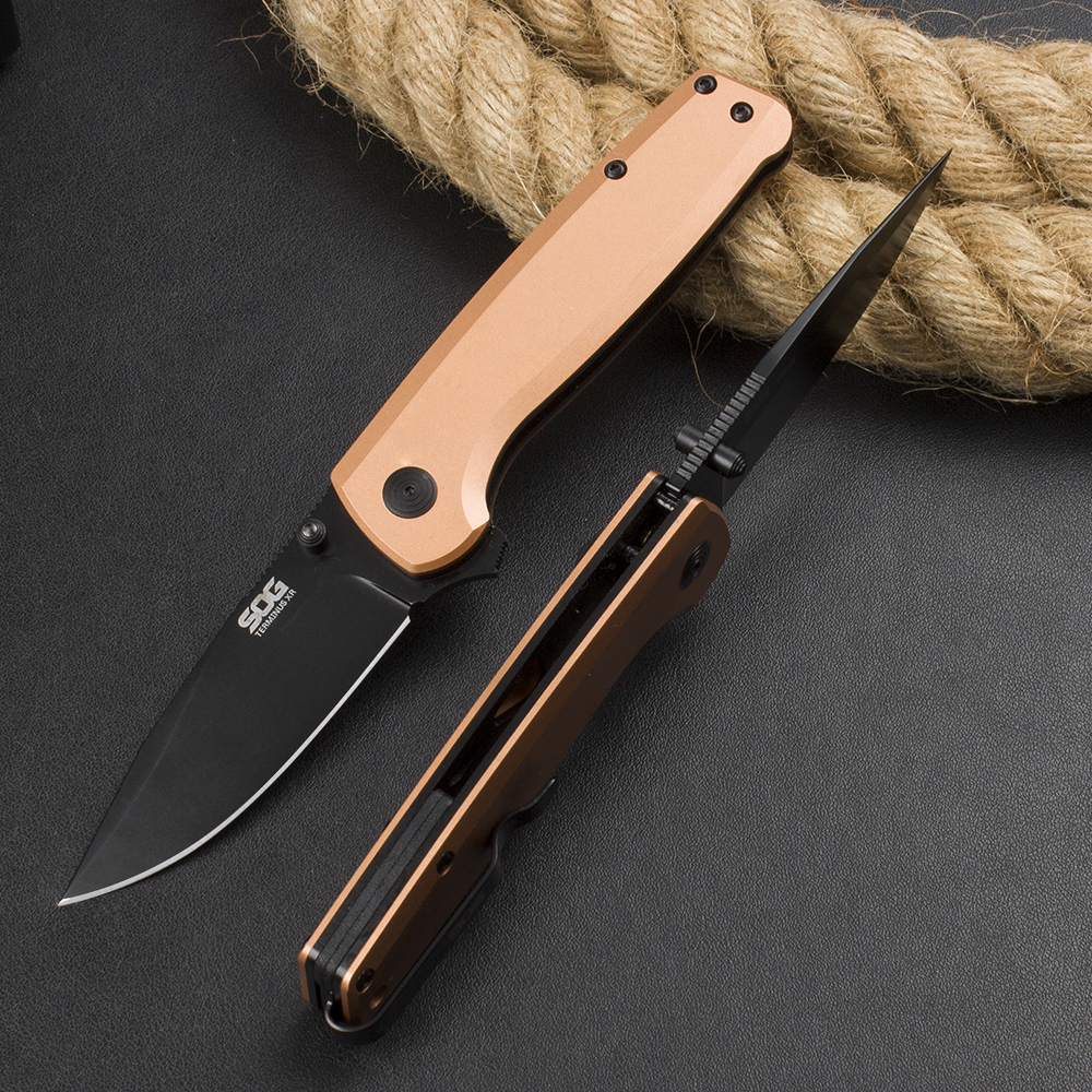 SOG TERMINUS XR couteau de poche pliant D2 lame en acier manche en cuivre outil de Camping en plein air couteaux EDC BM 535 940