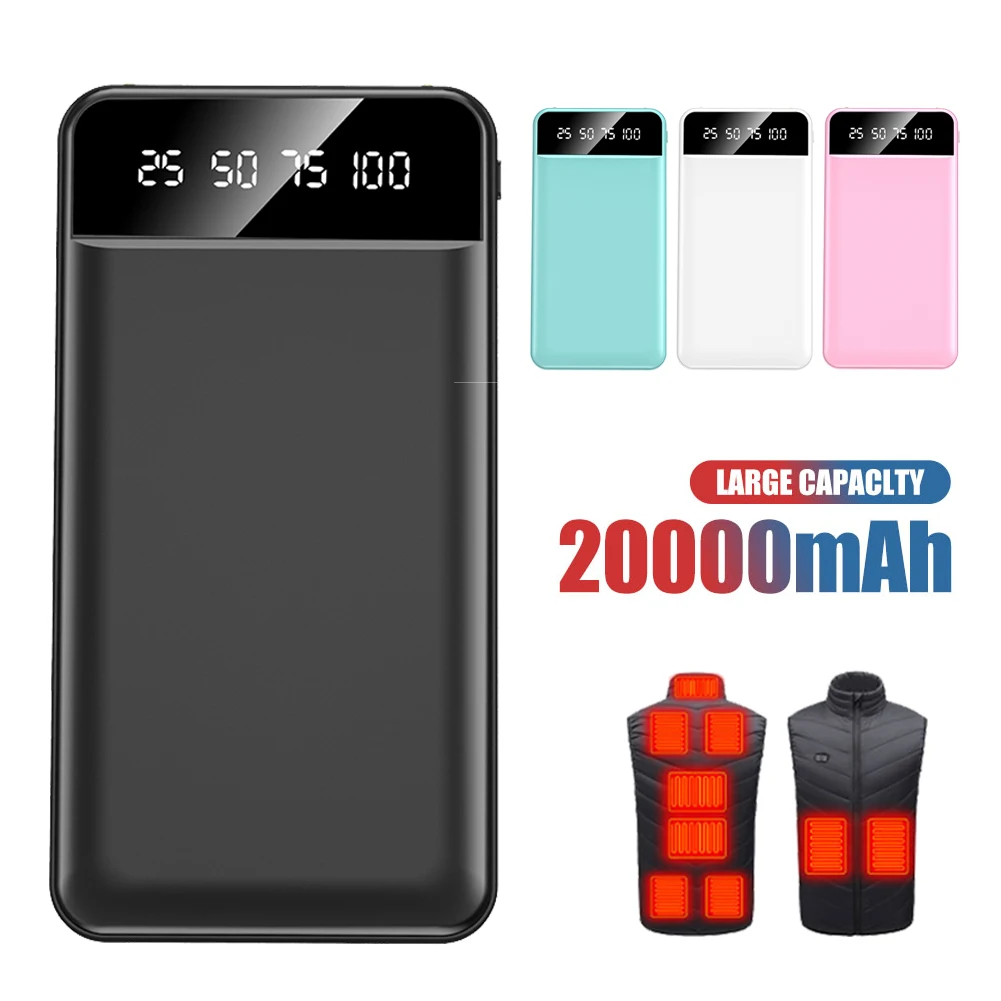 NEU 20000MAH Power Bank tragbares Mini -Ladegerät schnell lade externe Akku Dual USB für Heizungsweste Jacke Socken Telefon