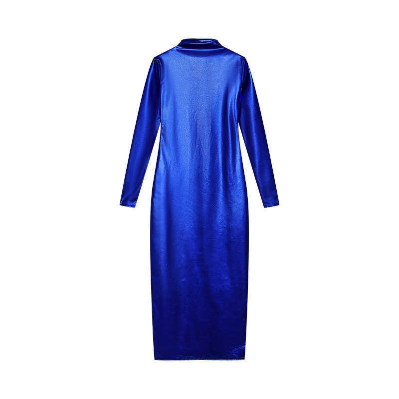 Robes décontractées de base 2024 Designer Wind imitation jupe en cuir PU couleur unie robe ajustée col rond taille haute enveloppé fesses robe jupe longue ajustée