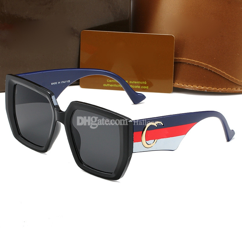 Lunettes de soleil de luxe de luxe pour femmes, lunettes pour hommes, lunettes UV classiques, lunettes de soleil de mode adaptées à l'extérieur et à la plage avec boîte 5 couleurs sympa