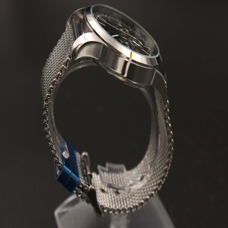 PC man quartz watch stainless steel black dial silver case 1884 Six pin multi function 46mm199C