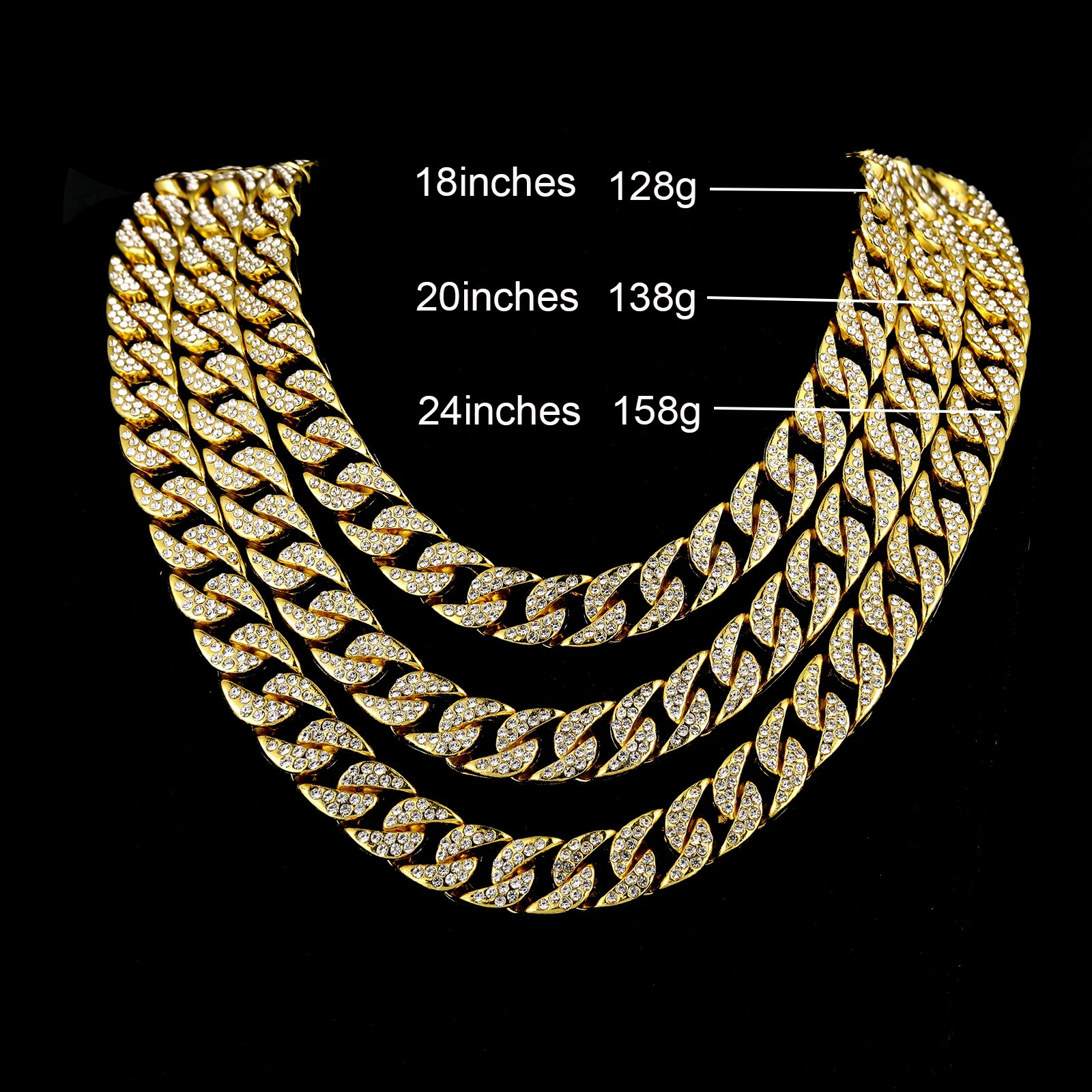 Collier Hip Hop Miami Fashion Iced Of Cuba Link Chain pour hommes 240210