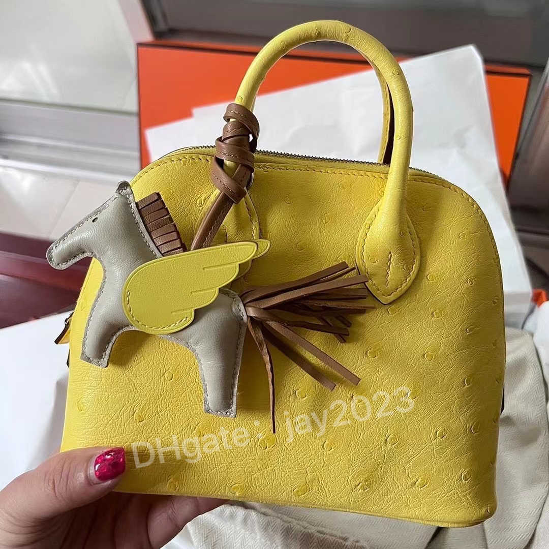 10s alle handgemaakte draagtas 18cm 27 cm designer tas crossbody tas bebatigaar handtas luxurys handtassen echte struisvogelhuid handgemaakte wassen draad naaien met doos