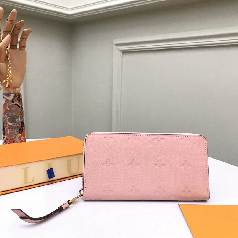 Designer blixtlås plånböcker lyxiga långa handväska mode kvinnor riktiga läderväskor högkvalitativ korthållare klassisk prägling myntväska