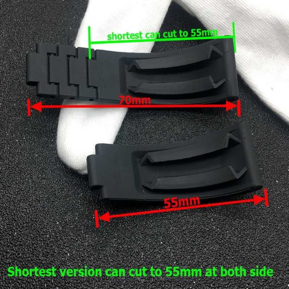 Schwarzes kürzestes 20-mm-Silikon-Gummi-Uhrenarmband für Rollenarmband GMT OYSTERFLEX-Armband tool227z