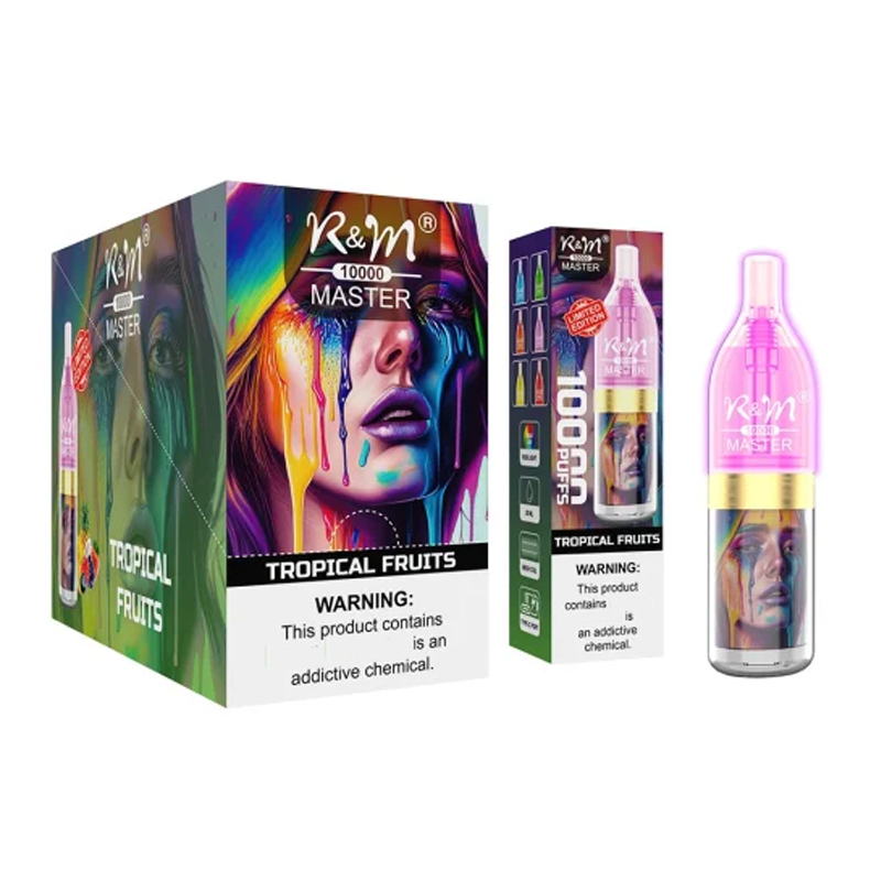 Authentique RM Master 10000 RGB DISPOSITIF 20ml Vape jetable prérempli RM 10K Flux d'air inférieur Desechable E Cigarette Clignotant