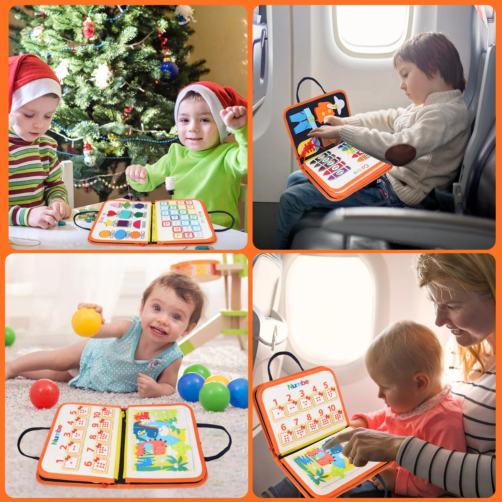 TUNJILOOL Drukke Board Montessori Parochie Speelgoed Voor Peuter Baby Boek Educatief Zintuiglijke Kinderen Geschenken 240131
