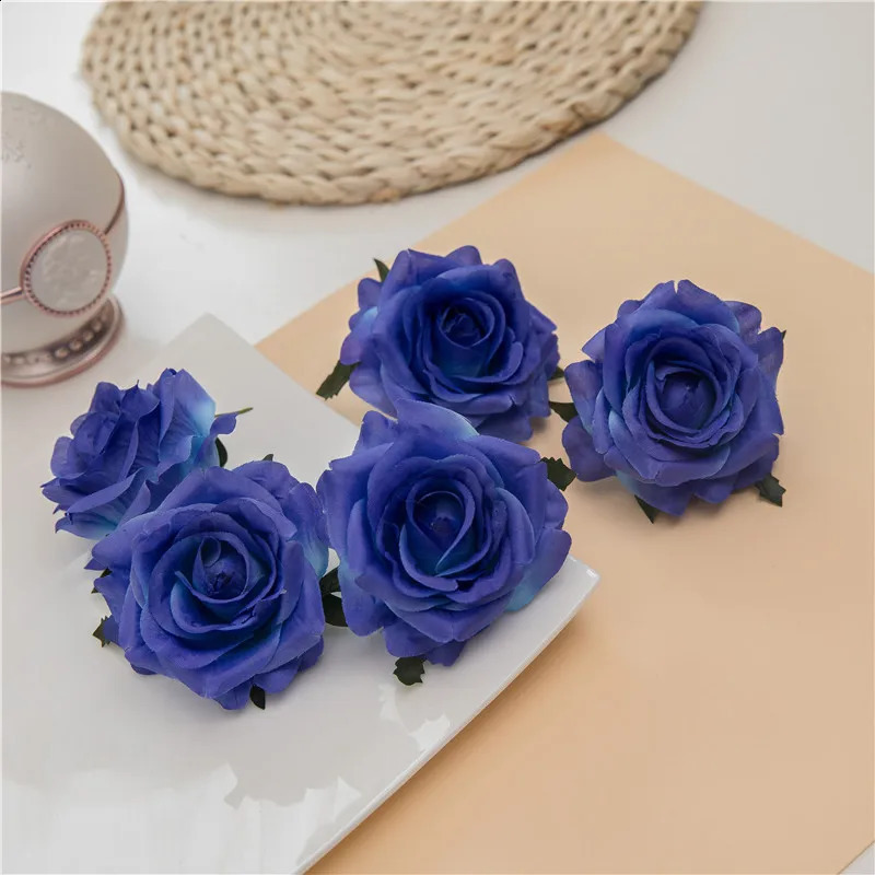 lot Artificial Rose Flower Head 7cm European Retro Silk Wedding Flowers Wall Floral Party Home Decorative 240131