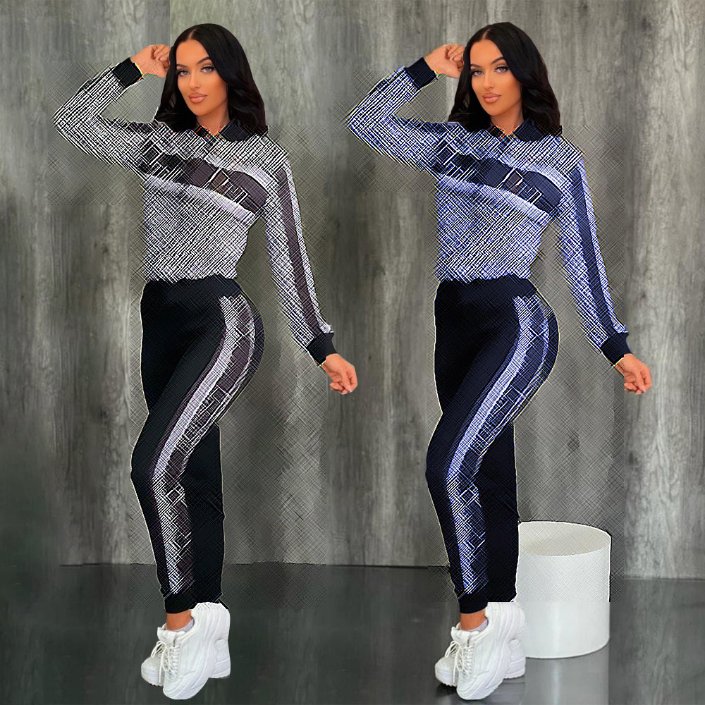 2024 Two Piece Pants Casual Tracksuit Women Zip Jacket and Sweatpants Sets Free Ship