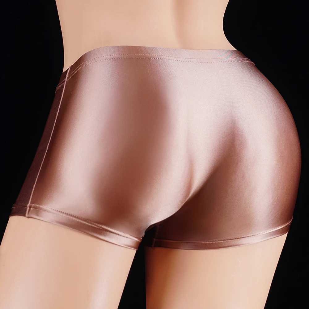 Unterhosen Glänzender Satin Glänzend Glatt Sexy Homme Gay Hombre Herren Sissy Lange Penis Ausbuchtung Big Pouch Boxer Enge Unterwäsche Männer Dessous YQ240214