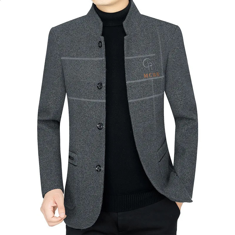 Män casual ull blazers jackor affärsdräkter rockar ull blandar manlig höst smal fit herrkläder 240125