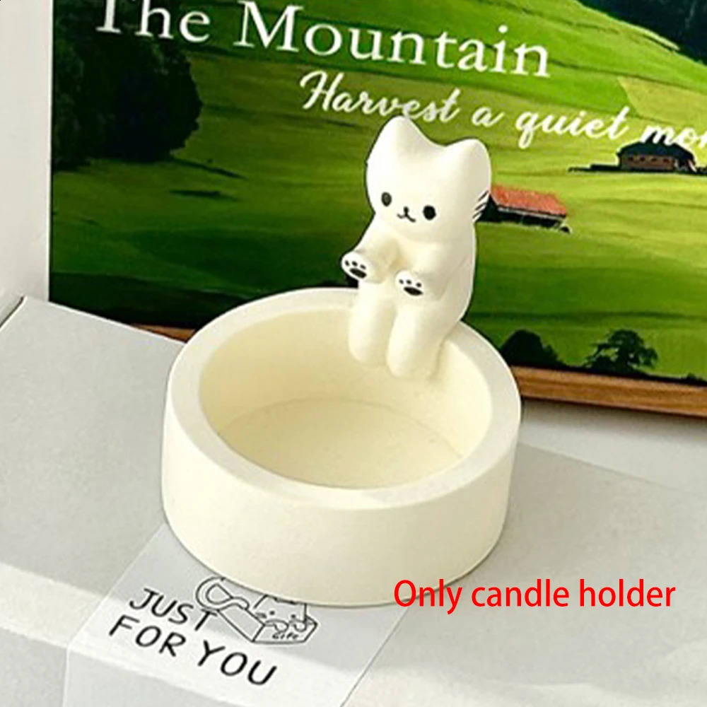 Kitten Candle HolderCute Grilled Cat Aromatherapy Holder Desktop Decorative Ornaments Birthday Gifts 240131