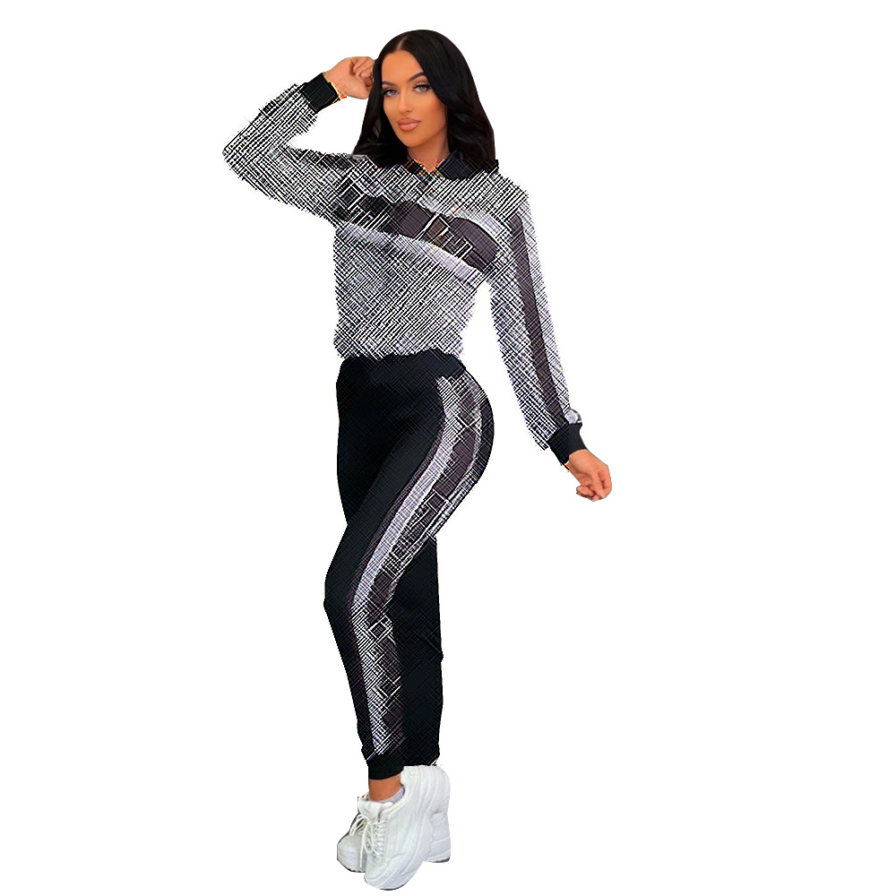 2024 Two Piece Pants Casual Tracksuit Women Zip Jacket and Sweatpants Sets Free Ship