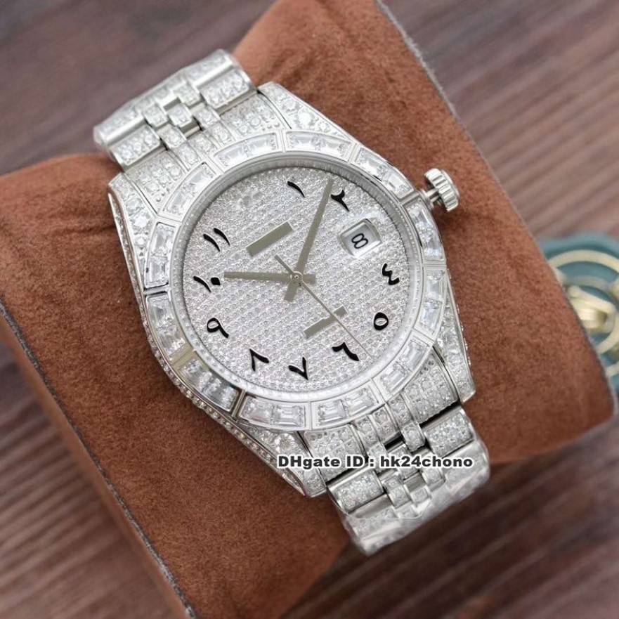 2020 luxo de alta qualidade 6 estilo 41mm 126300 diamante completo cal 3255 autoamtic relógio masculino diamantes mostrador árabe pulseira de diamante gent274u
