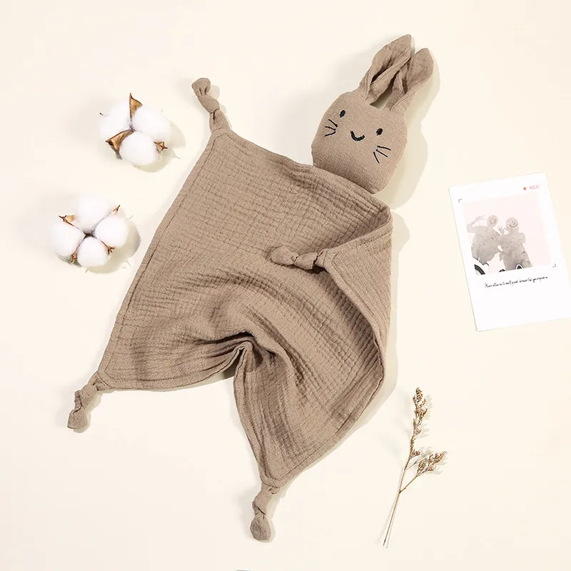 Bawełniany bawełniany muślinowy koc miękkie noworodka do spania lalki urocze kota dzieci sleep zabawka uspokaja ręcznik
