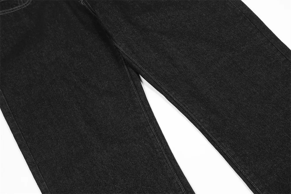 Übergroße Retro-Sterne-Stickerei, gewaschener schwarzer Denim, Herrenhose, Harajuku, gerade, lässig, Paar-Jeans, lose Jeanshose 240125