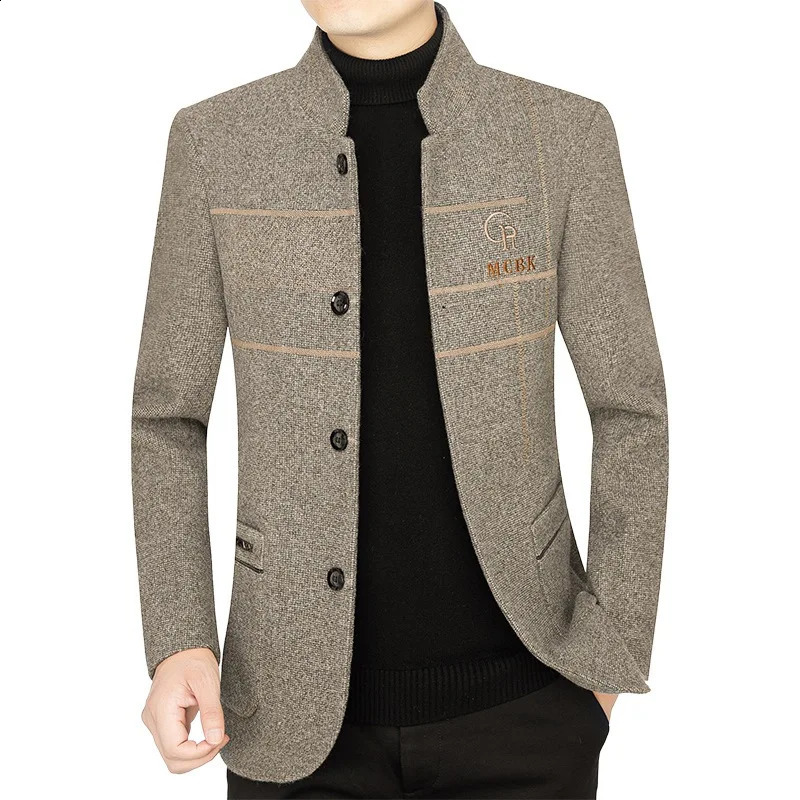 Män casual ull blazers jackor affärsdräkter rockar ull blandar manlig höst smal fit herrkläder 240125